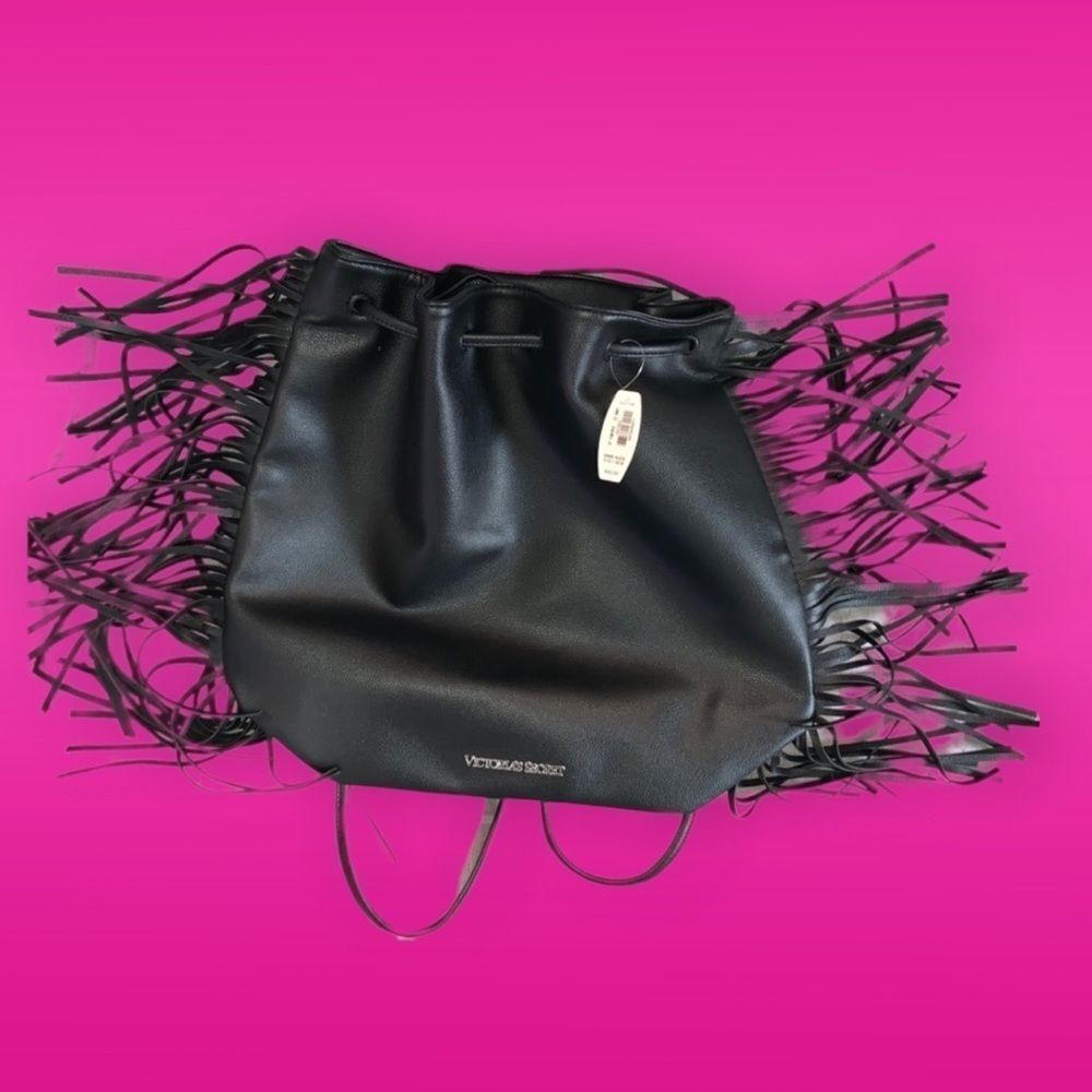 New w/tags! VS black fringe backpack purse RARE